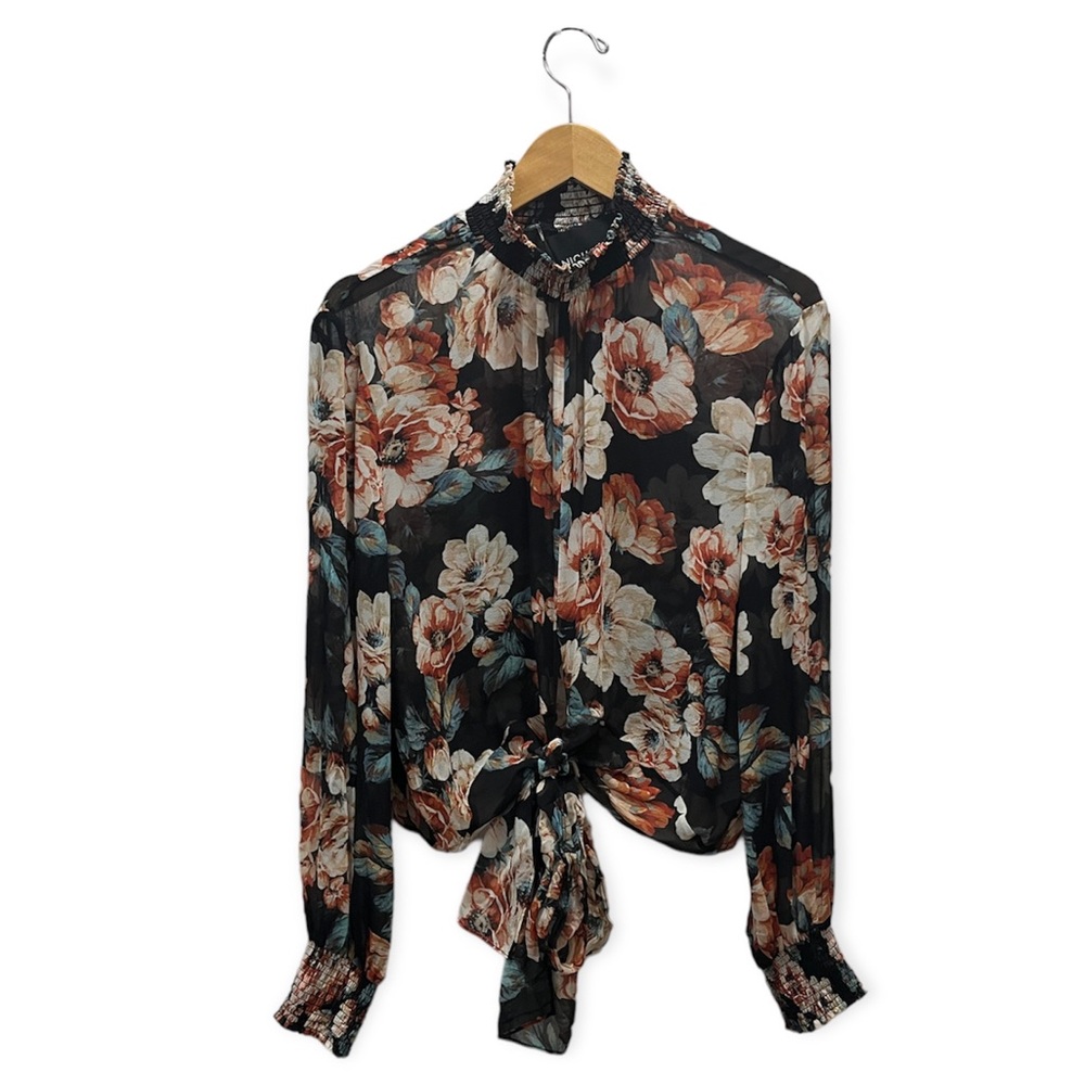 Nicholas Dark Floral Silk Blouse - Picture 3 of 14